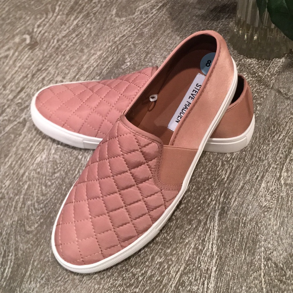 Steve Madden Quilted Rose Gold Slip on Sneakers